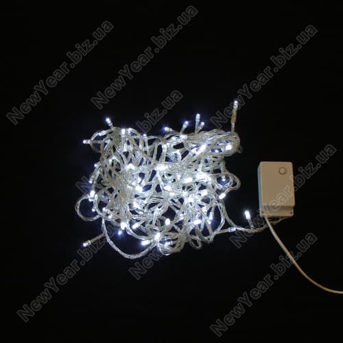 Гирлянда домашняя, 100 светодиодов, 7 метров, білий свет, білий провод