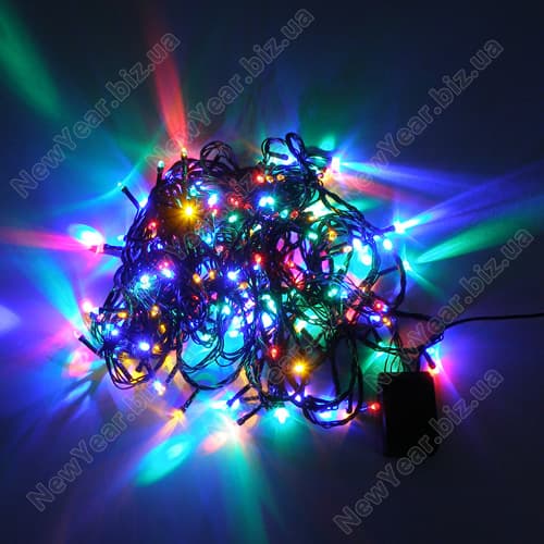 Гирлянда домашняя, 200 светодиодов, 13 метров, многоцветная, чорний провод