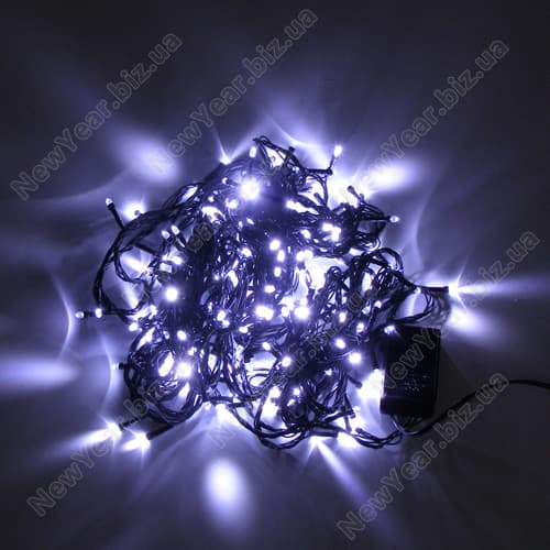 Гирлянда домашняя, 200 светодиодов, 13 метров, білий свет, чорний провод