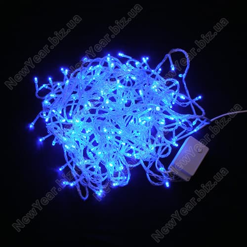 Гирлянда домашняя, 200 светодиодов, 13 метров, синій свет, білий провод