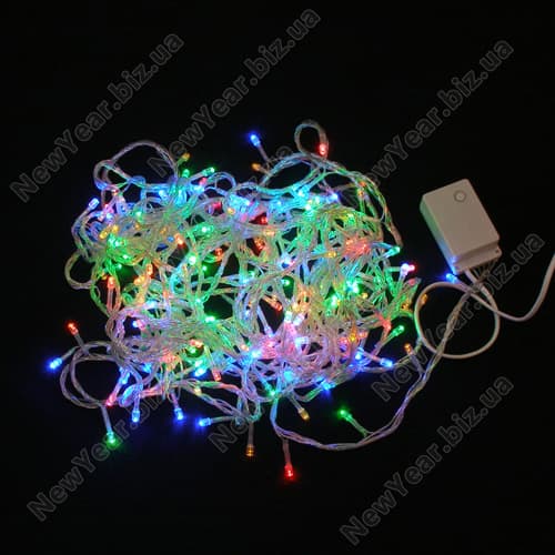 Гирлянда домашняя, 200 светодиодов, 13 метров, многоцветная, білий провод
