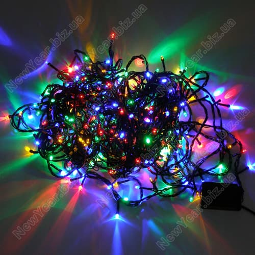 Гирлянда домашняя, 300 светодиодов, 23.5 метра, многоцветная, чорний провод