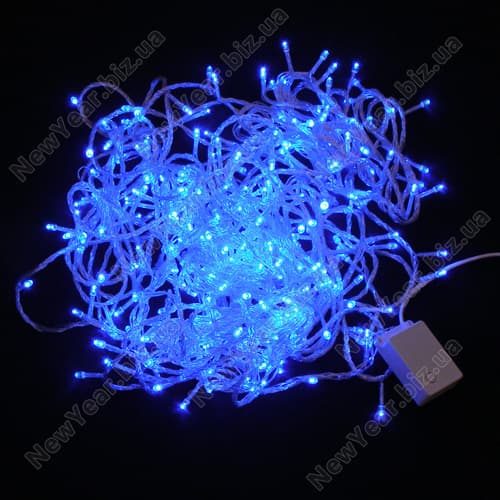 Гирлянда домашняя, 300 светодиодов, 23.5 метра, синій свет, білий провод