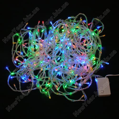 Гирлянда домашняя, 300 светодиодов, 23.5 метра, многоцветная, білий провод