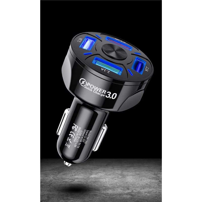 Автомобильний зарядний пристрій USLION телефонов и планшетов, черное, 4 USB, 7А | зарядка, зарядное устройство