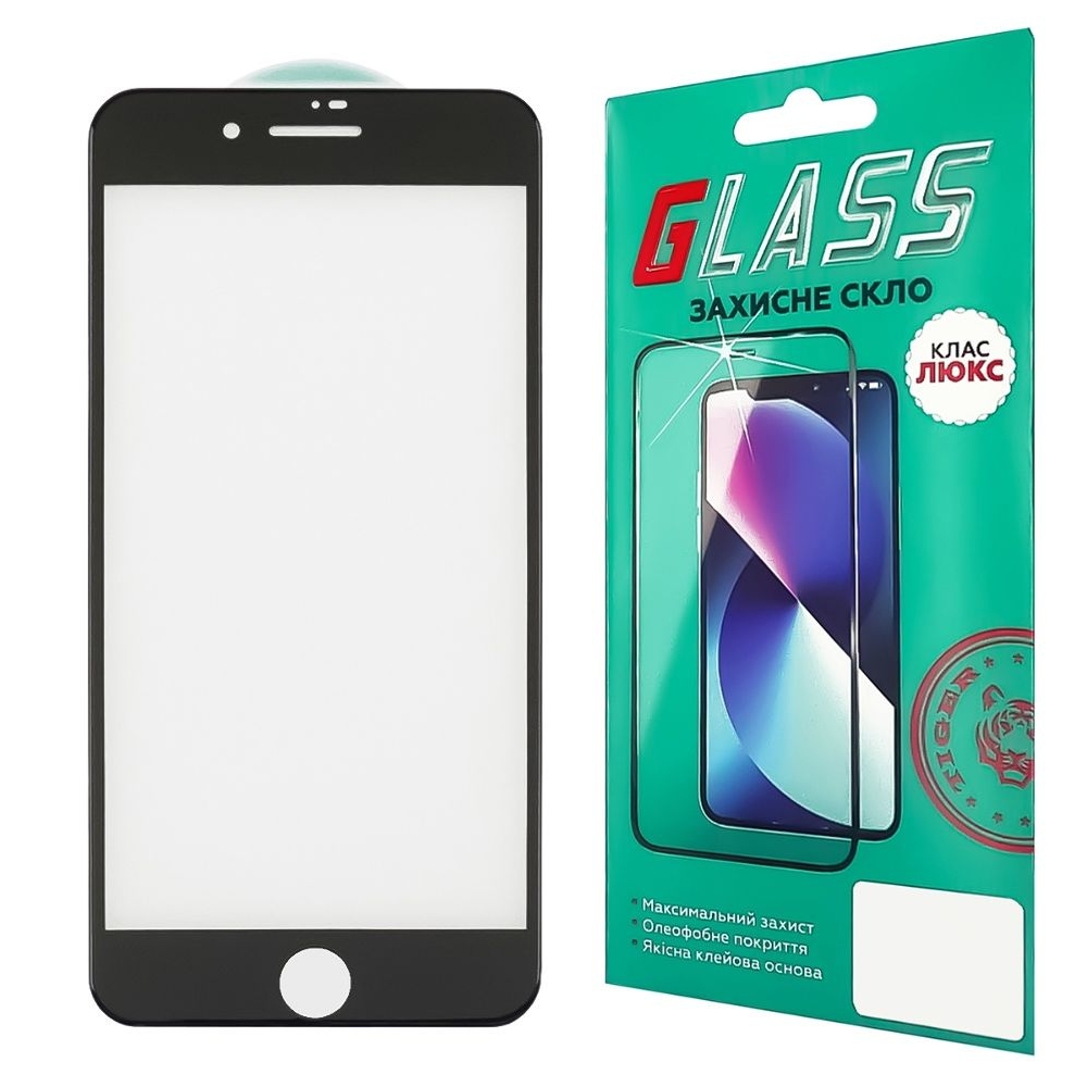 Захисне скло Apple iPhone 7 Plus, iPhone 8 Plus, чорне, Люкс, 0.3 мм, 4D ARC, сумісне з чохлом | Закаленное защитное стекло