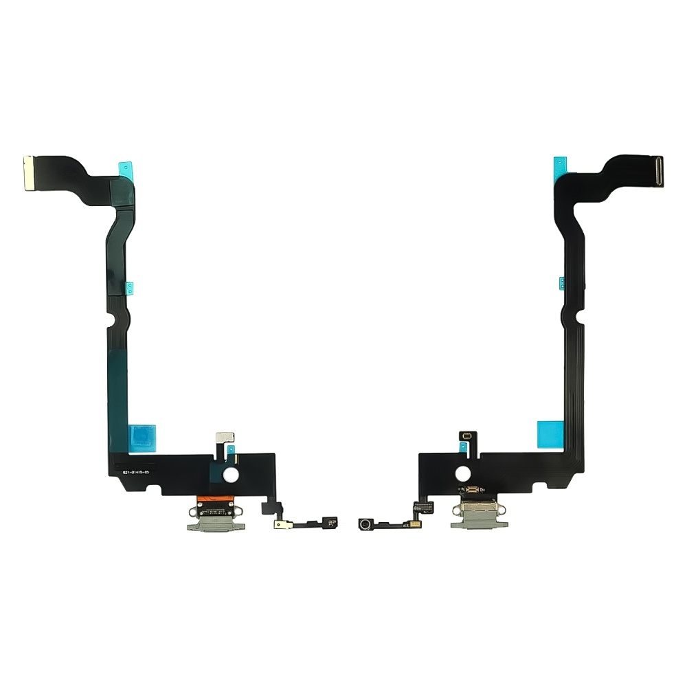 Плата зарядки Apple iPhone XS Max, шлейф коннектора зарядки, с микрофоном, серая, High Copy