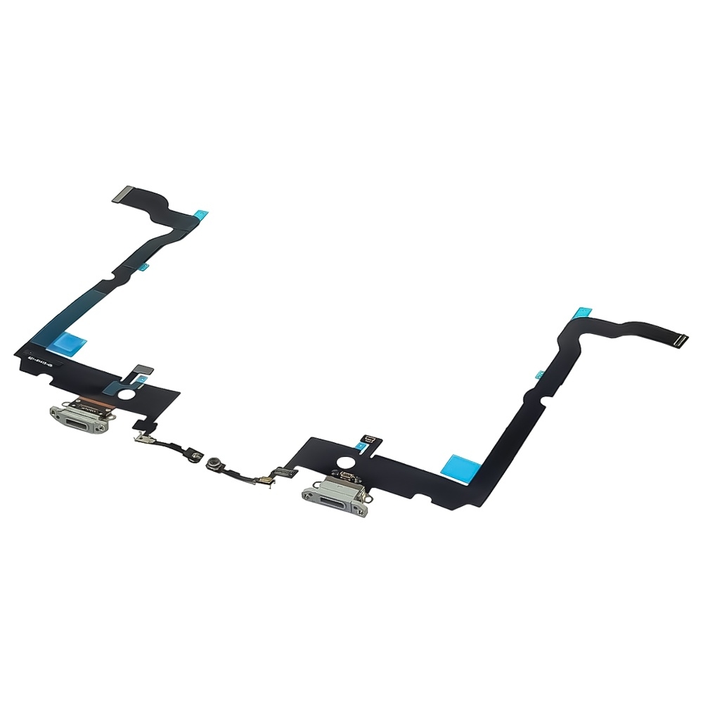 Плата зарядки Apple iPhone XS Max, шлейф коннектора зарядки, с микрофоном, серая, High Copy