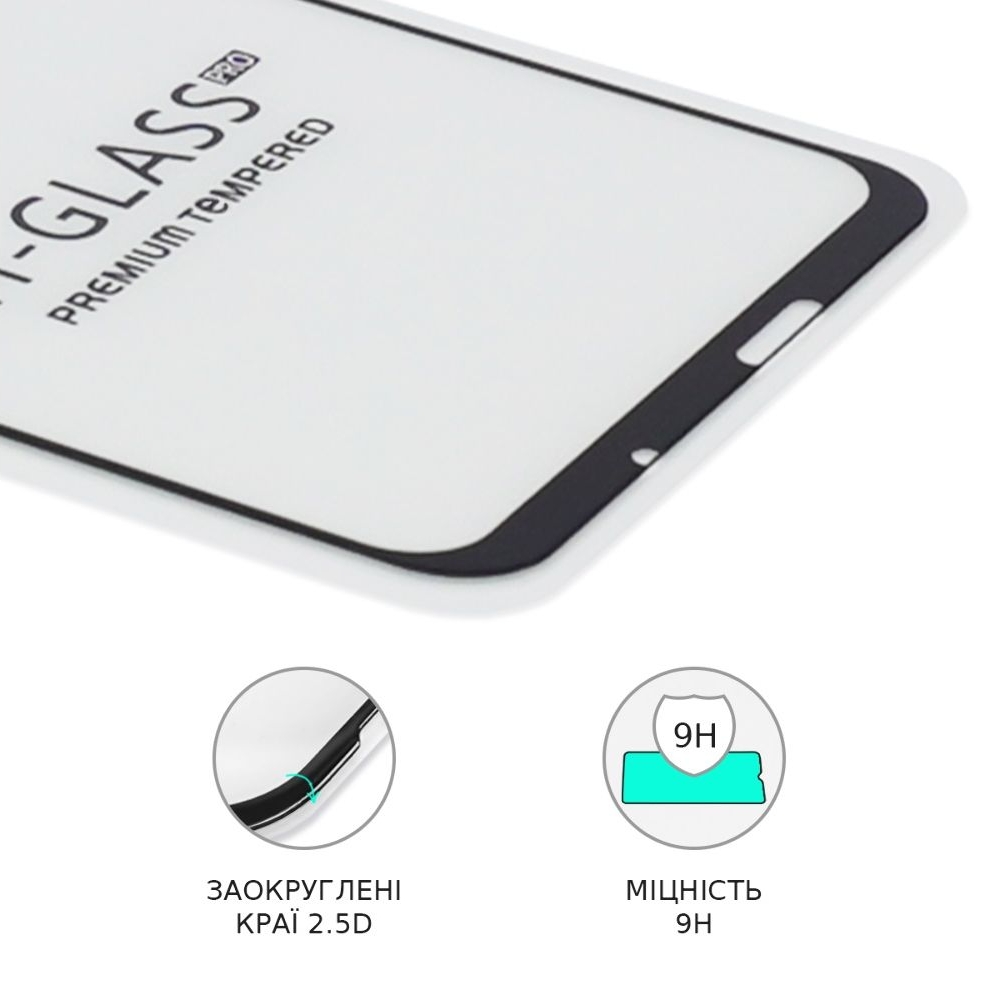 Захисне скло Huawei Honor 9X, Honor Y9 Prime (2019), P Smart Pro, P Smart Z, Y9A, чорне, Lion, 0.3 мм, 2.5D, iNobi, Full Glue, клей на усій поверхні, сумісне з чохлом | Закаленное защитное стекло