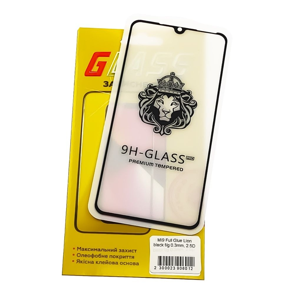 Захисне скло Xiaomi Mi 9, Mi 9 Lite, Mi 9X, Mi CC9, M1904F3BG, M1902F1G, чорне, Lion, 0.3 мм, 2.5D, iNobi, Full Glue, клей на усій поверхні, сумісне з чохлом | Закаленное защитное стекло