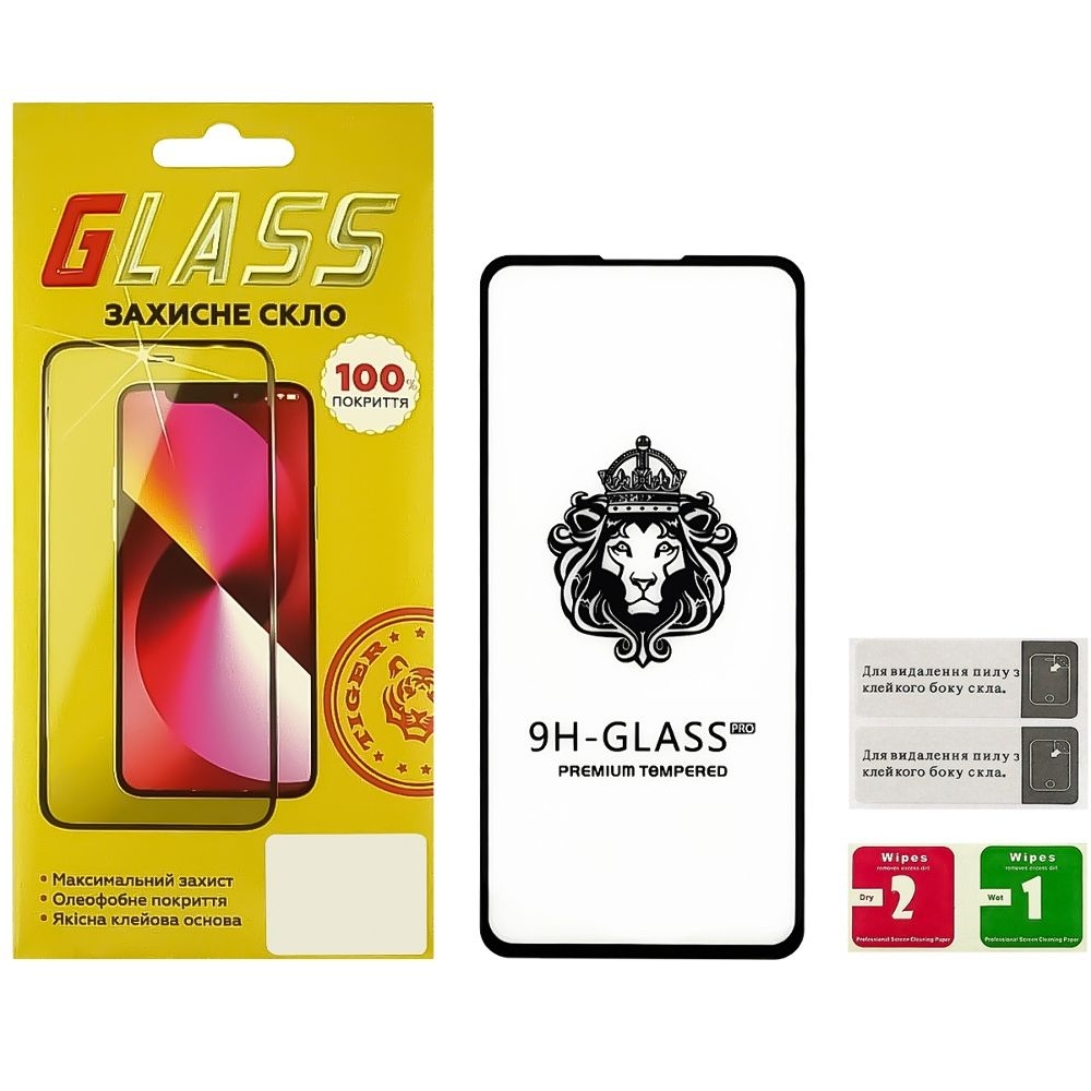 Захисне скло Xiaomi Mi 9T, Mi 9T Pro, Redmi K20, Redmi K20 Pro, M1903F10G, M1903F11G, M1903F10I, M1903F11I, чорне, Lion, 0.3 мм, 2.5D, iNobi, Full Glue, клей на усій поверхні, сумісне з чохлом | Закаленное защитное стекло