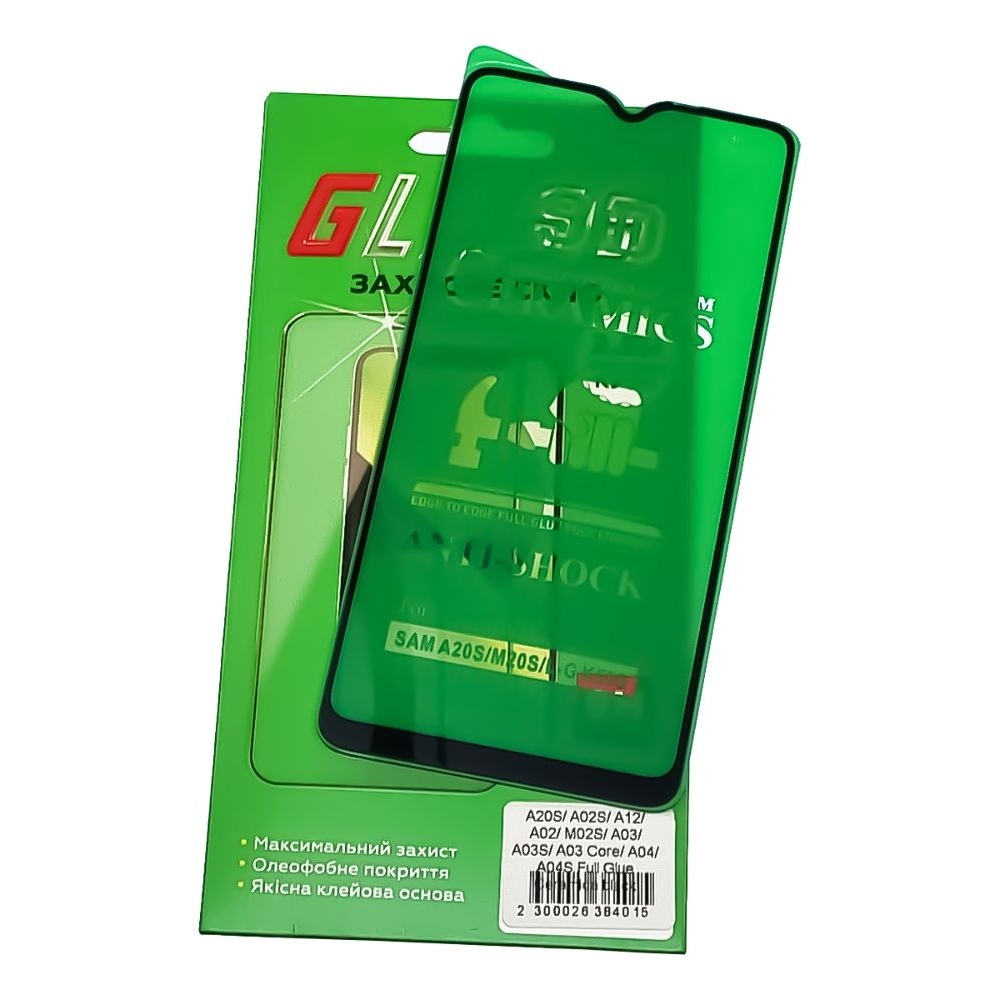 Защитная пленка Samsung SM-A022 Galaxy A02, SM-A025 Galaxy A02s, SM-A032 Galaxy A03 Core, SM-A037 Galaxy A03s, SM-A125 Galaxy A12, SM-A207 Galaxy A20s, SM-A426 Galaxy A42 5G, SM-M025 Galaxy M02s, SM-M127 Galaxy M12, Full Glue (клей по всей площади стекла), Ceramics, черная
