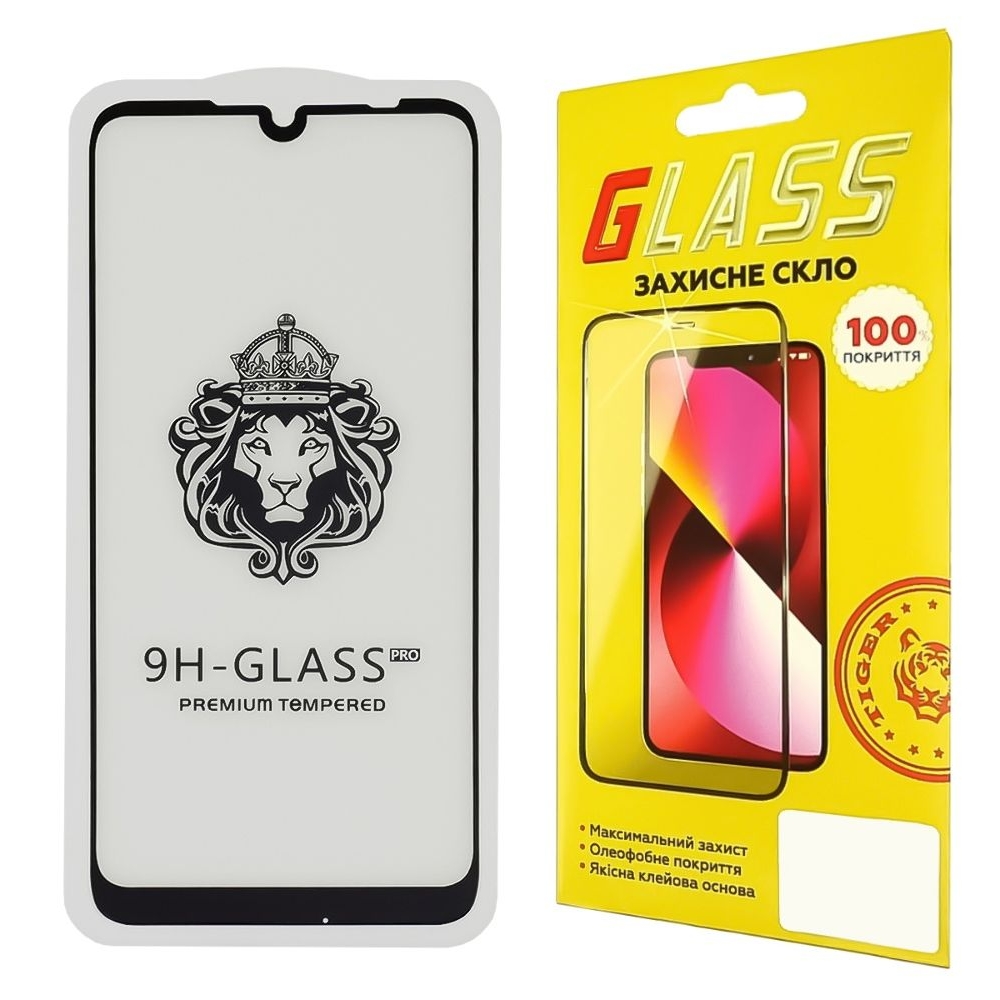 Захисне скло Xiaomi Redmi Note 7, Redmi Note 7 Pro, чорне, Lion, 0.3 мм, 2.5D, iNobi, Full Glue, клей на усій поверхні, сумісне з чохлом | Закаленное защитное стекло