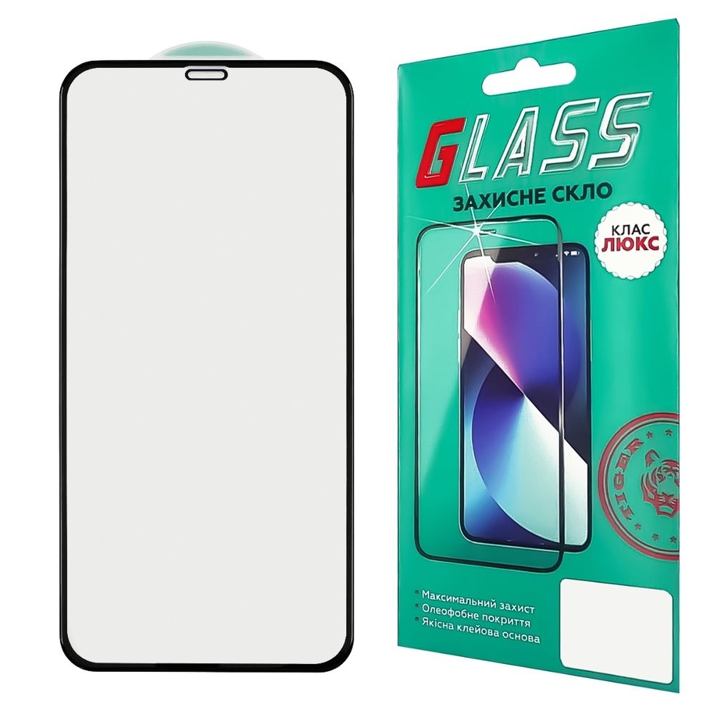 Захисне скло Apple iPhone 12, iPhone 12 Pro, чорне, Люкс, 0.3 мм, 4D ARC, сумісне з чохлом | Закаленное защитное стекло