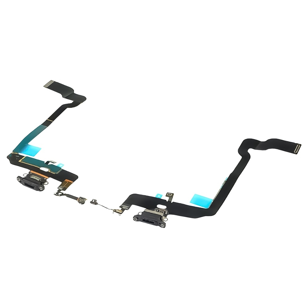 Плата зарядки Apple iPhone XS, шлейф коннектора зарядки, коннектора наушников, серая, с микрофоном, Original (PRC)