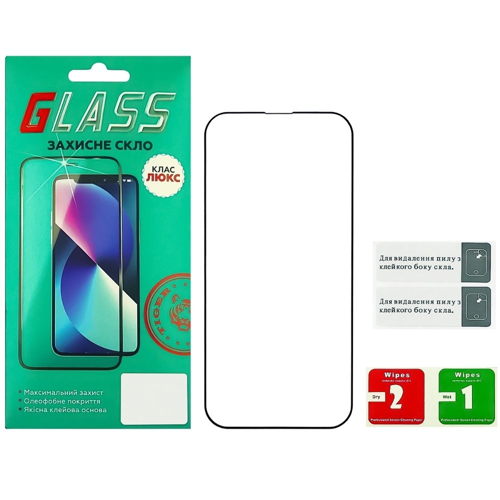 Захисне скло Apple iPhone 14 Pro, iPhone 15, чорне, Люкс, 0.25 мм, 2.5D, iNobi, Full Glue, клей на усій поверхні, сумісне з чохлом | Закаленное защитное стекло