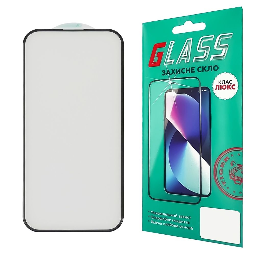 Захисне скло Apple iPhone 14 Pro, iPhone 15, чорне, Люкс, 0.3 мм, 4D, сумісне з чохлом | Закаленное защитное стекло