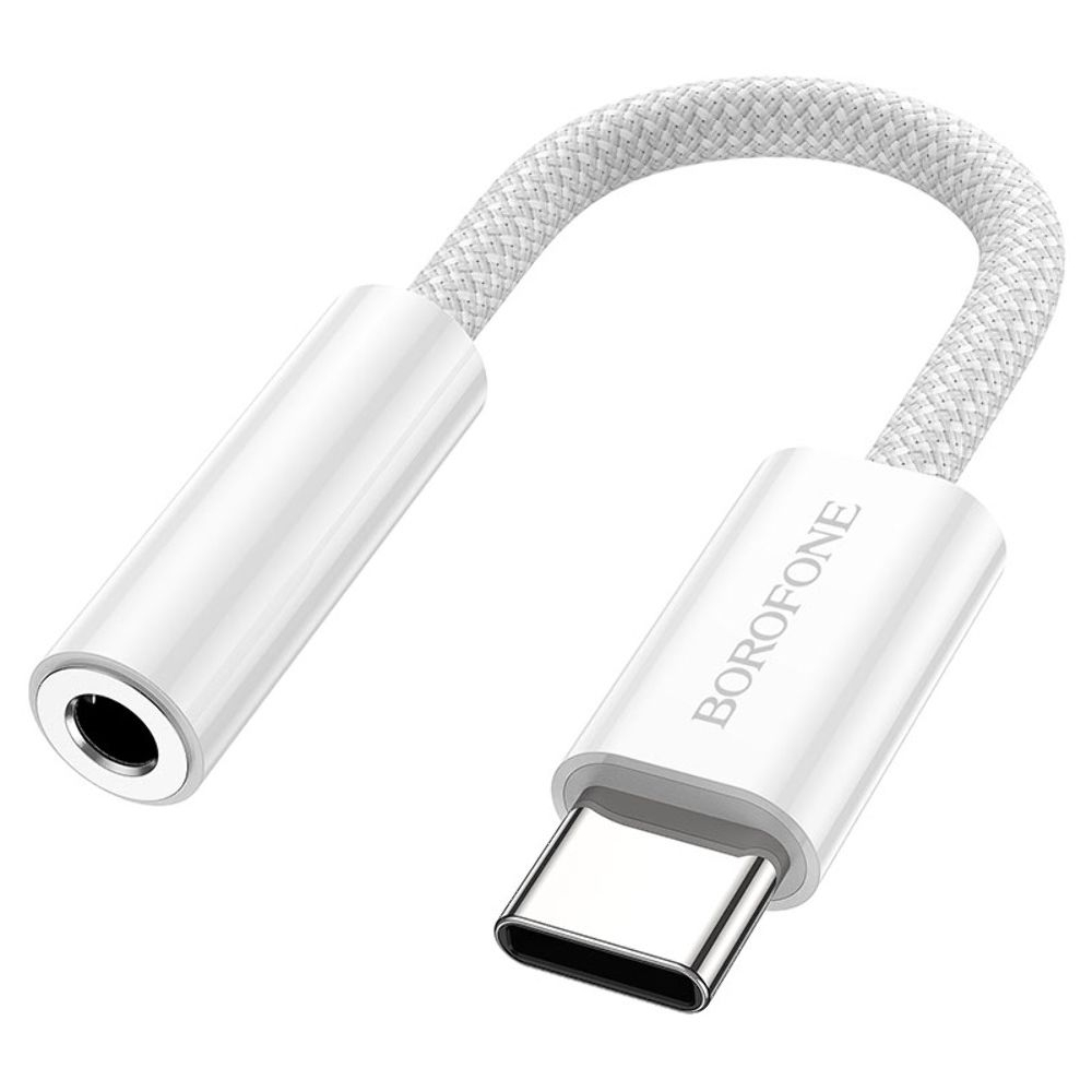 Адаптер-переходник Borofone BV15, аудио конвертер Type-C на Jack 3.5 (F), 10 см, сірий