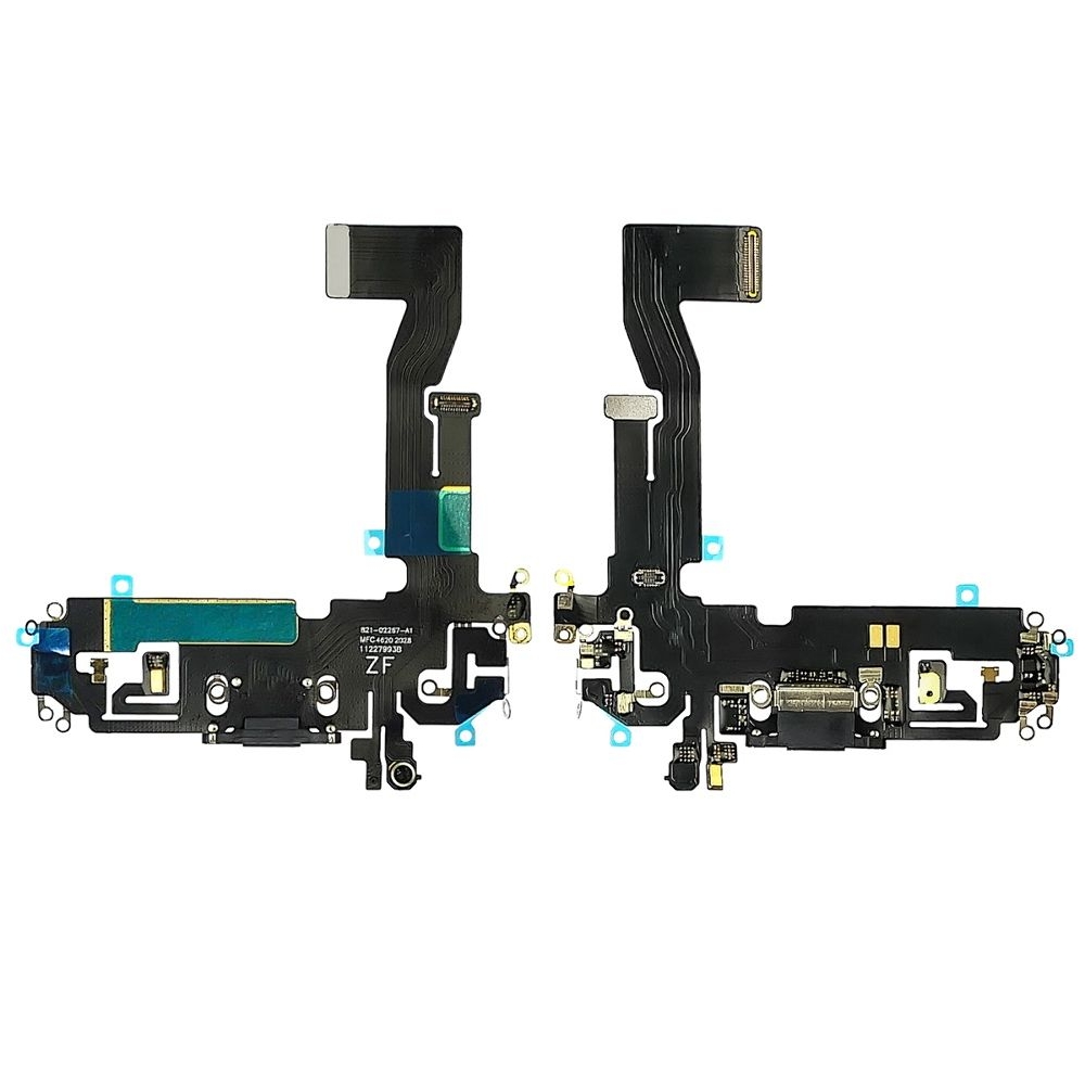Плата зарядки Apple iPhone 12, iPhone 12 Pro, шлейф коннектора зарядки, черная, с микрофоном, High Copy