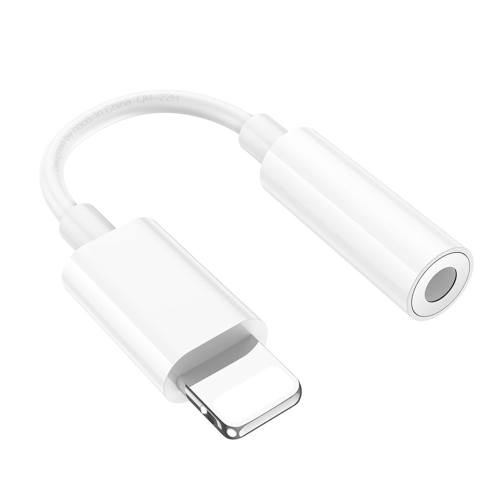 AUX-USB-кабель Hoco LS34, аудио конвертер, Lightning на Jack 3.5 (F), 8 см, білий