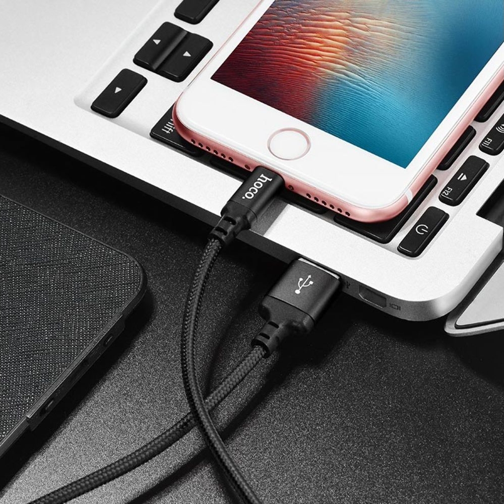 USB-кабель Hoco X14, Lightning, 2.4 А, 200 см, чорний