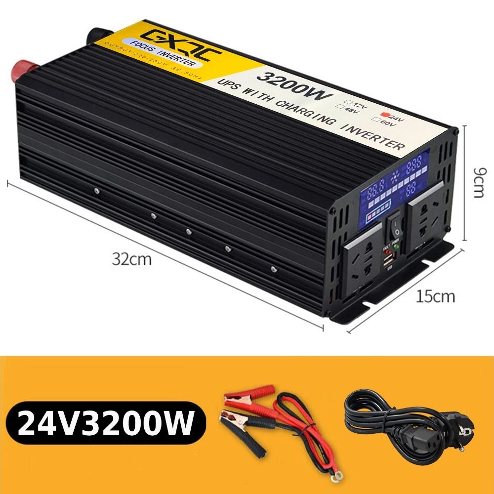 Инвертор GXQC SFX-1200W, 1200 Вт (номинал), 3200 Вт (пиковая нагрузка, старт), DC 24V - AC 220V, с функцией зарядки аккумулятора