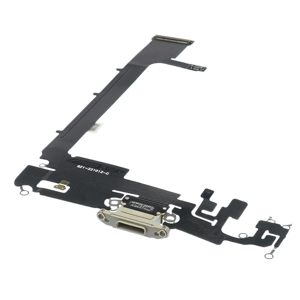 Плата зарядки Apple iPhone 11 Pro Max, шлейф коннектора зарядки, серебристая, с микрофоном, High Copy