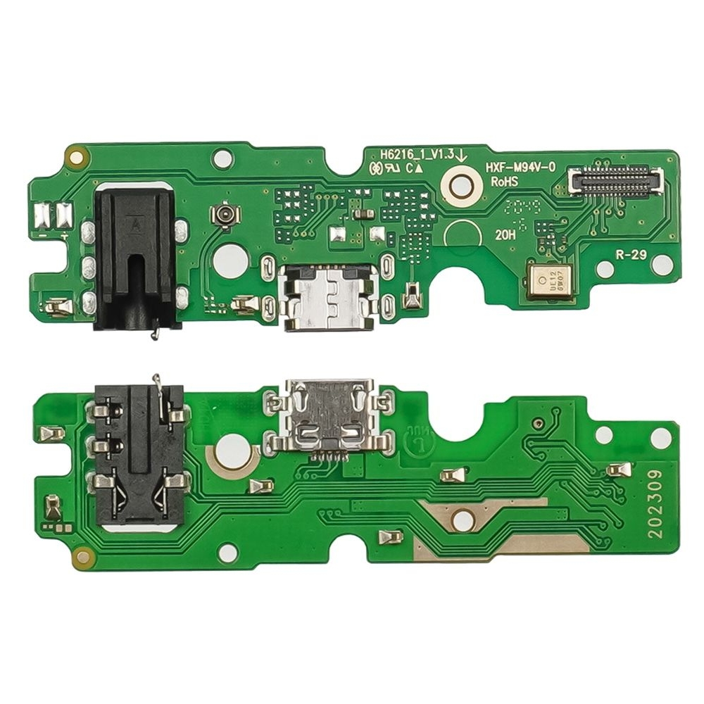 Плата зарядки Tecno Spark 6, KE7, шлейф коннектора зарядки, коннектора наушников, с микрофоном, High Copy
