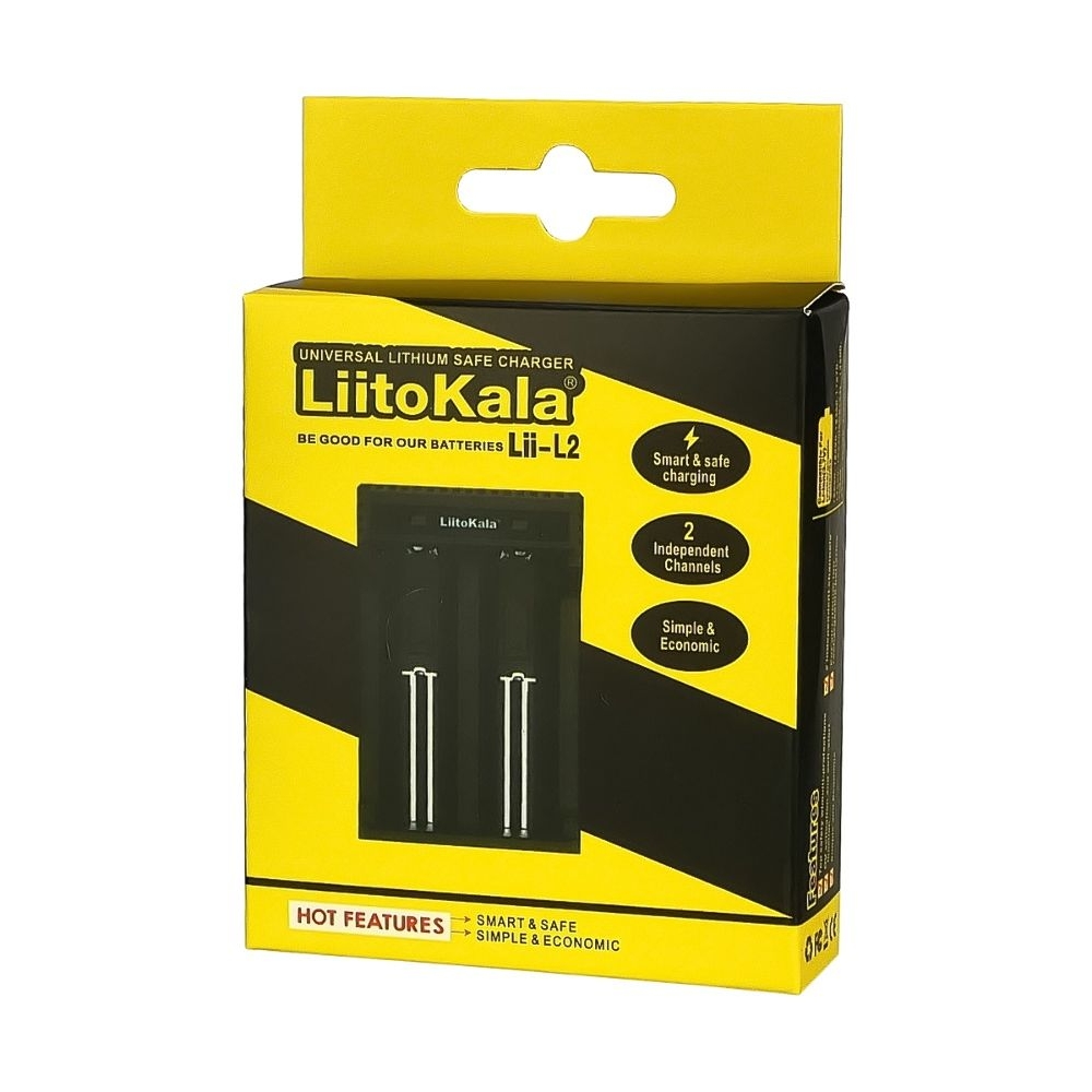 Сетевое зарядное устройство с тестером LiitoKala Lii-L2, для аккумуляторов 18650, АА, ААА и других, универсальное, 2 слота