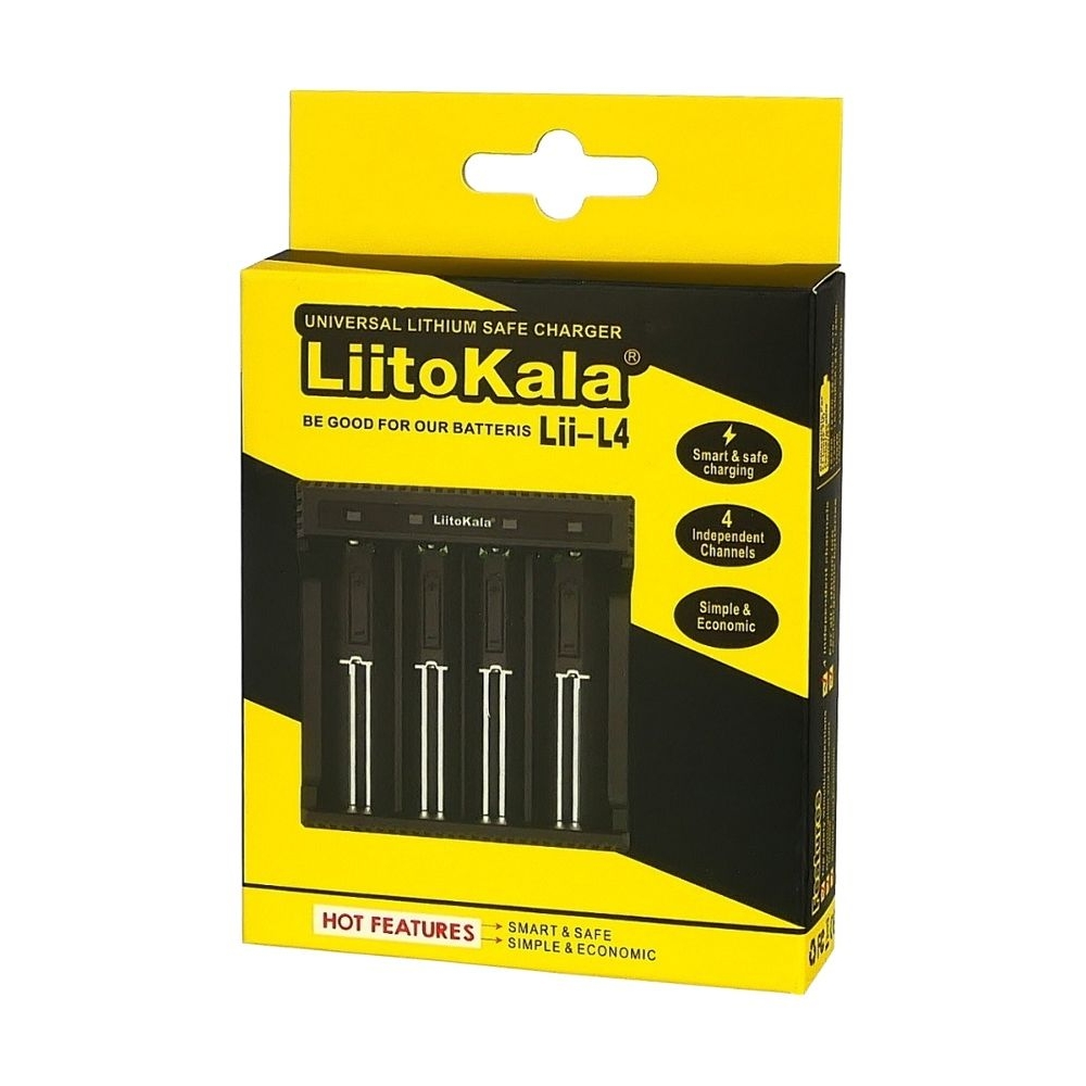 Сетевое зарядное устройство с тестером LiitoKala Lii-L4, для аккумуляторов 18650, АА, ААА и других, универсальное, 4 слота