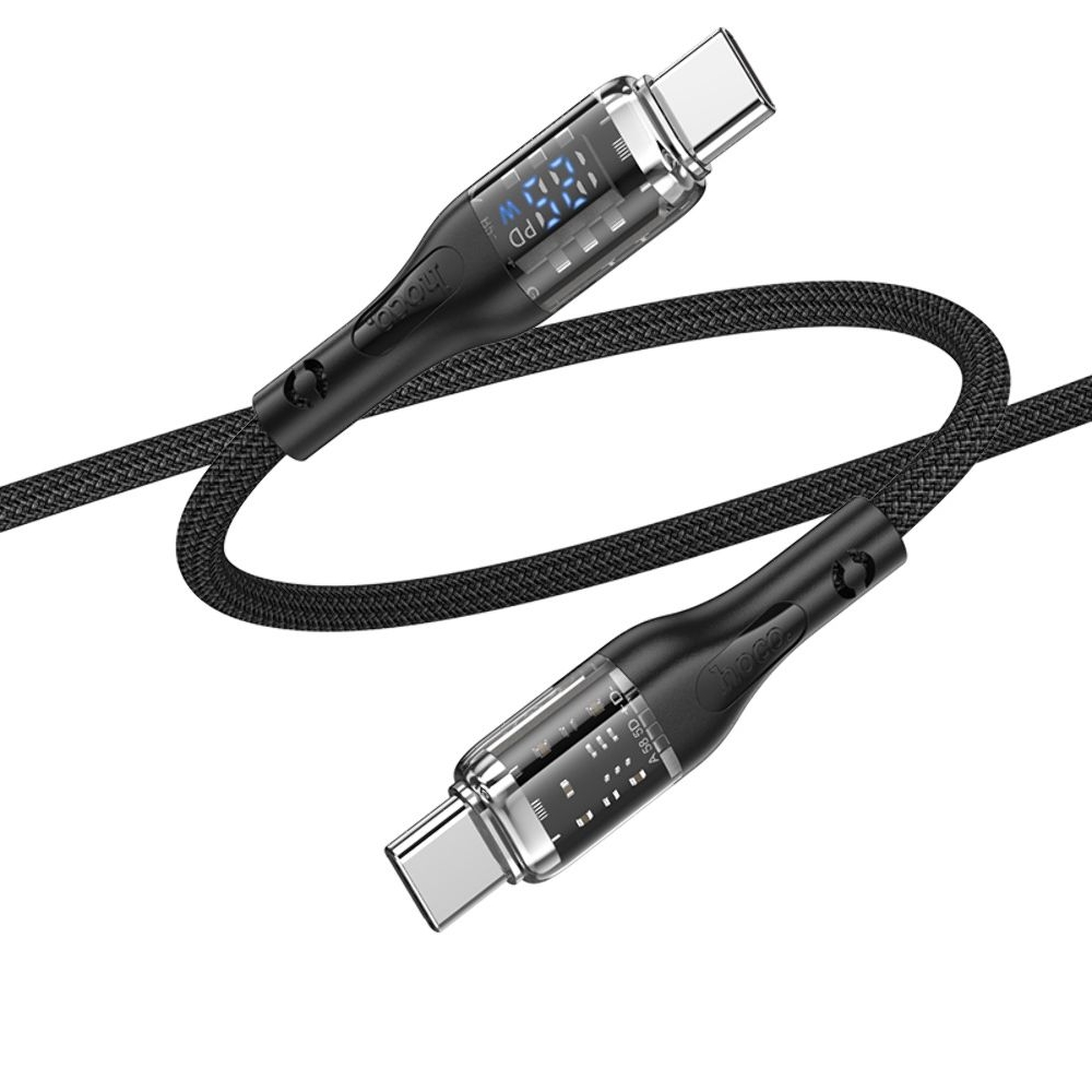 USB-кабель Hoco U115, Type-C на Type-C, Power Delivery (100 Вт), 120 см, с дисплеем, чорний