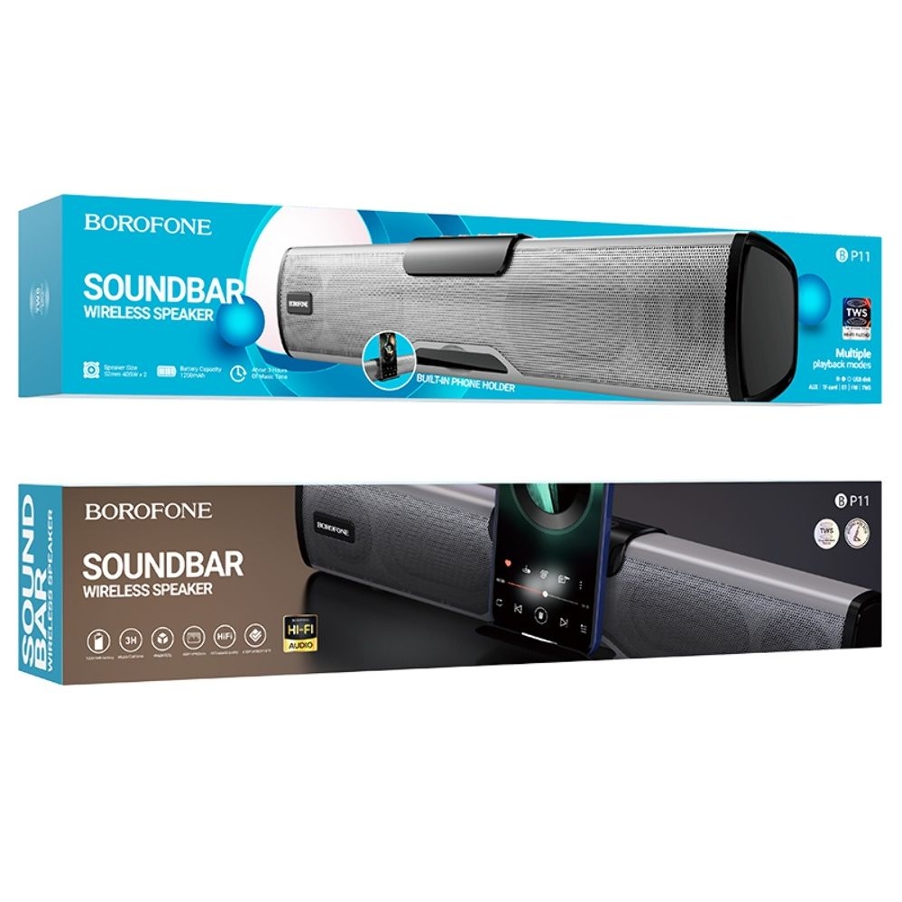 Бездротова колонка Borofone BP11, со светомузыкой, серая | беспроводная колонка