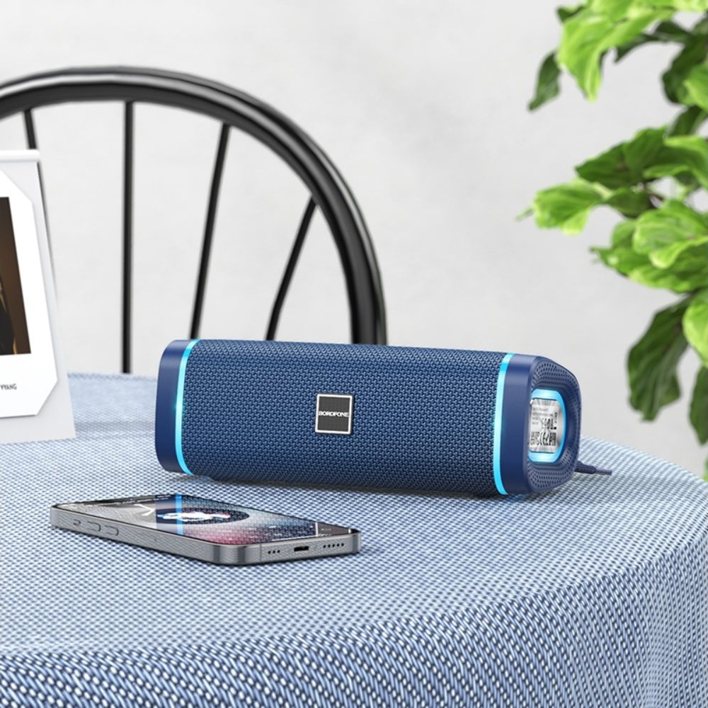 Бездротова колонка Borofone BR32, со светомузыкой, синяя | беспроводная колонка
