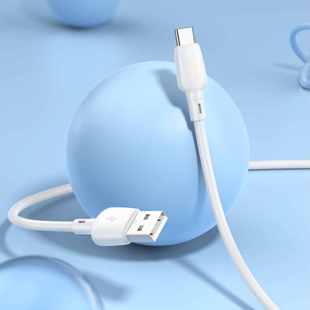 USB-кабель Borofone BX93, USB на Type-C, Power Delivery (27 Вт), білий