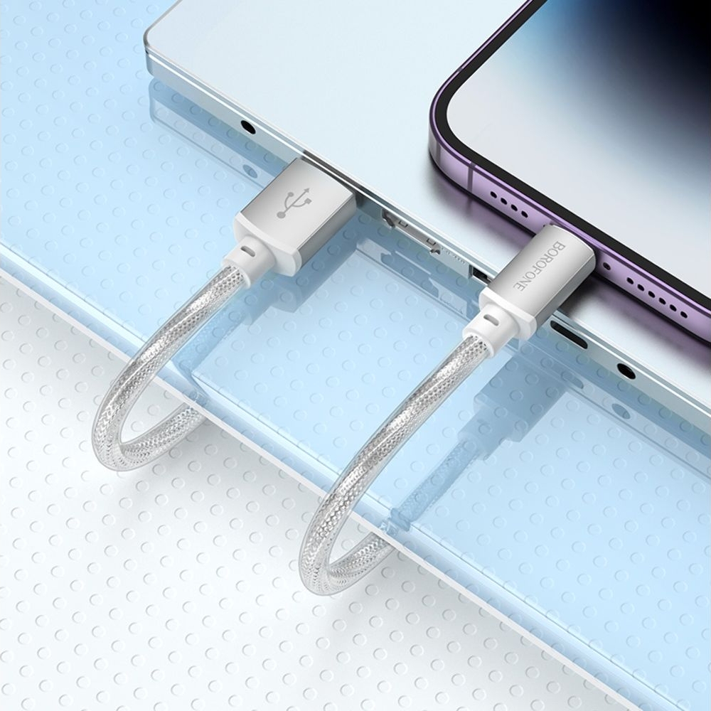 USB-кабель Borofone BX95, USB на Lightning, 100 см, серебристый