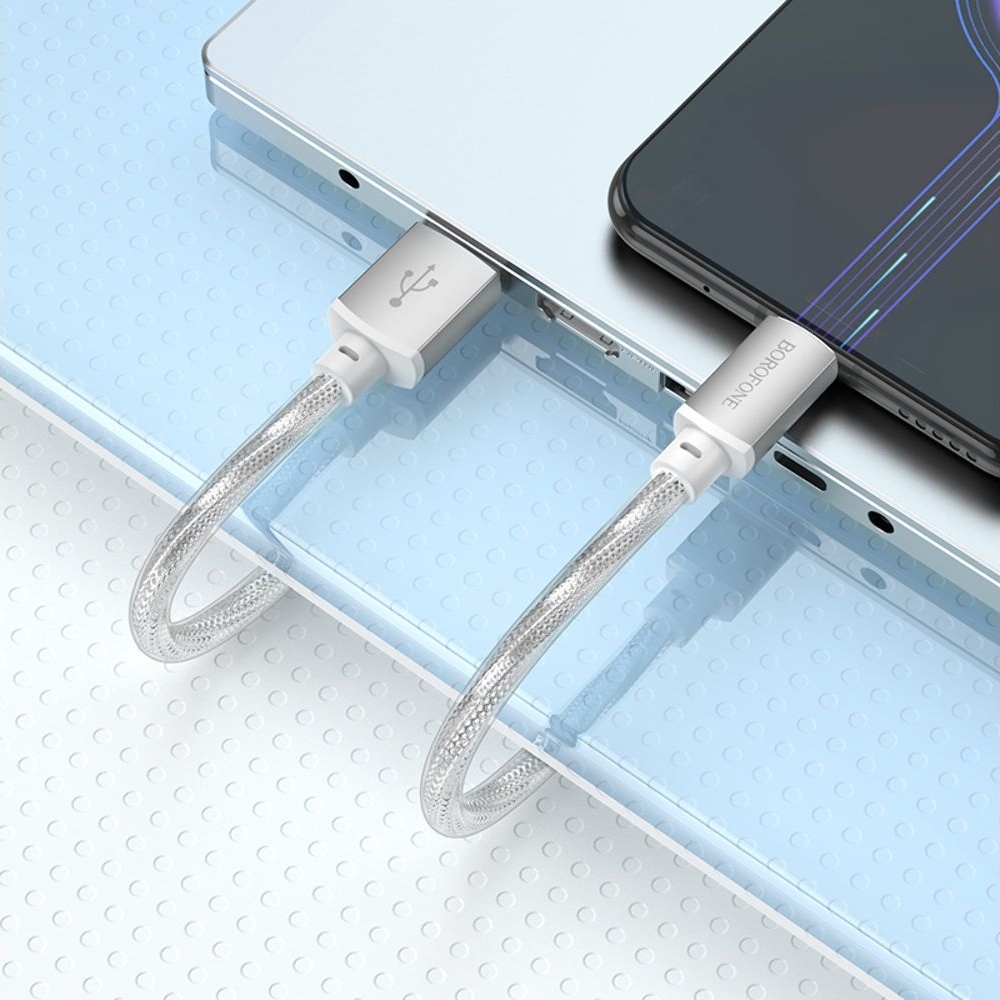 USB-кабель Borofone BX95, USB на MicroUSB, 100 см, серебристый
