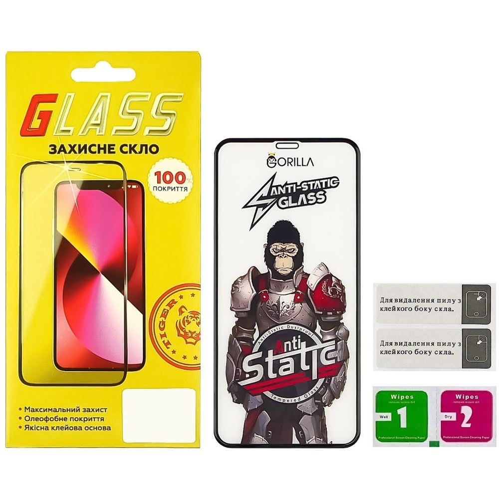 Захисне скло Apple iPhone 11 Pro, iPhone X, iPhone XS, чорне, 0.3 мм, Gorilla, Anti-Static, iNobi, Full Glue, клей на усій поверхні, сумісне з чохлом | Закаленное защитное стекло