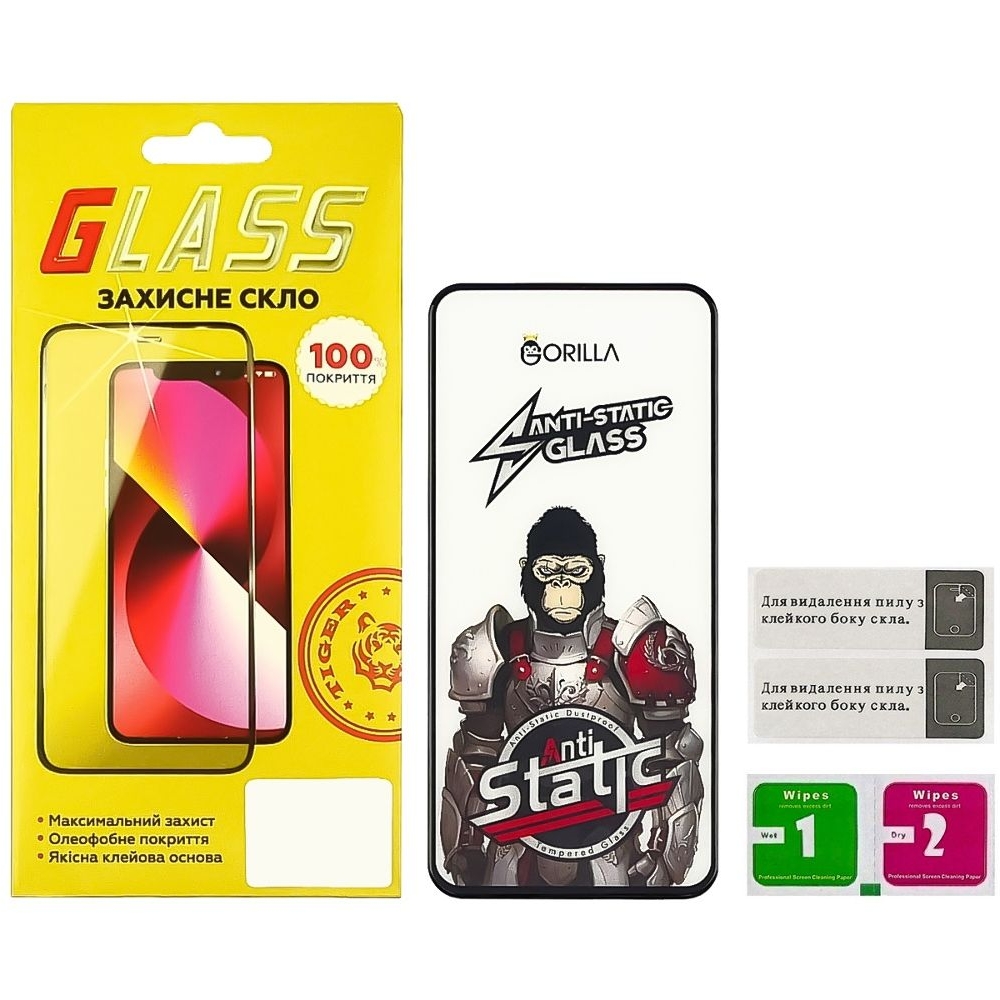 Захисне скло Samsung SM-A546 Galaxy A54, чорне, 0.3 мм, Gorilla, Anti-Static, iNobi, Full Glue, клей на усій поверхні, сумісне з чохлом | Закаленное защитное стекло