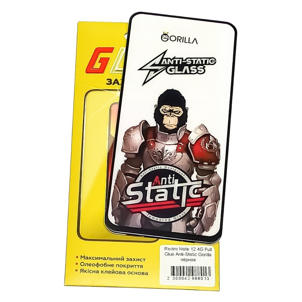 Захисне скло Xiaomi Redmi Note 12 4G, 13T, 13T Pro, 22111317I, чорне, 0.3 мм, Gorilla, Anti-Static, iNobi, Full Glue, клей на усій поверхні, сумісне з чохлом | Закаленное защитное стекло