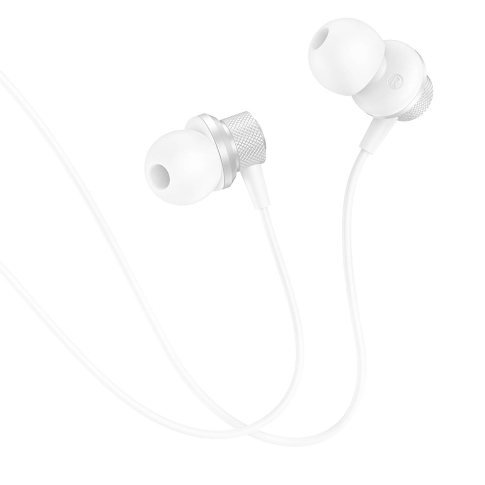 Наушники Borofone BM78, проводные, вакуумные, с микрофоном, Jack 3.5, серебристые