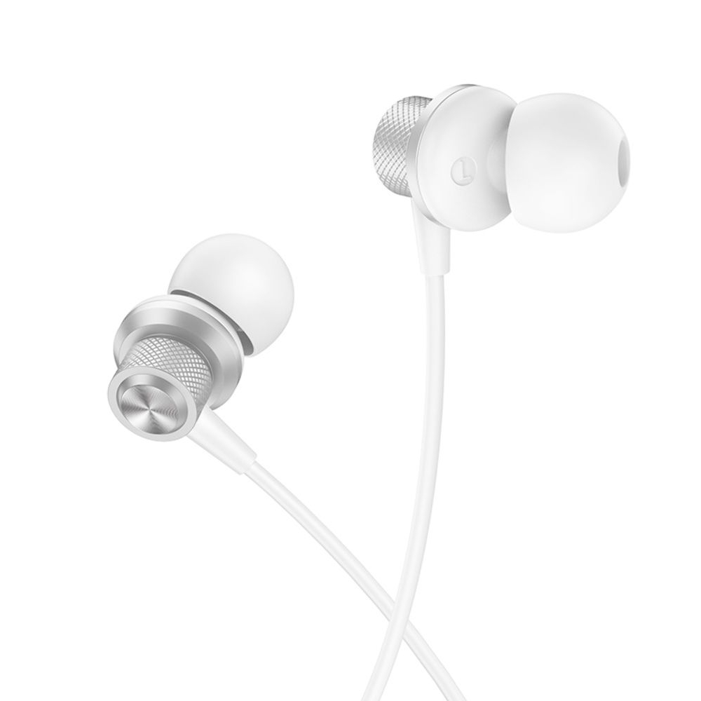 Наушники Borofone BM78, проводные, вакуумные, с микрофоном, Jack 3.5, серебристые