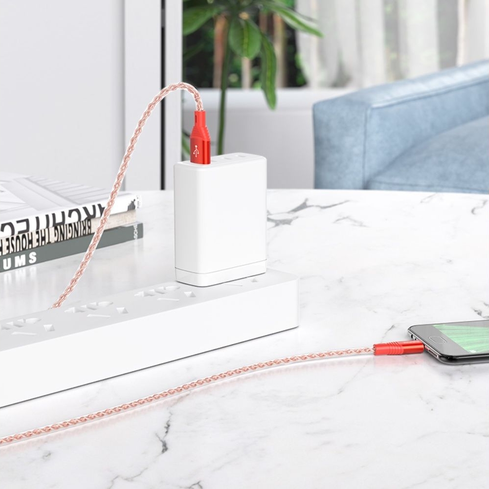 USB-кабель Borofone BX96, MicroUSB, 100 см, красный