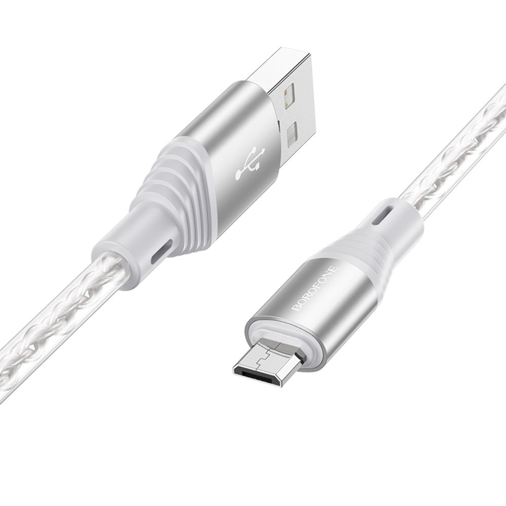 USB-кабель Borofone BX96, MicroUSB, 100 см, сірий