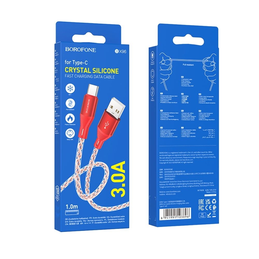 USB-кабель Borofone BX96, Type-C, 100 см, красный