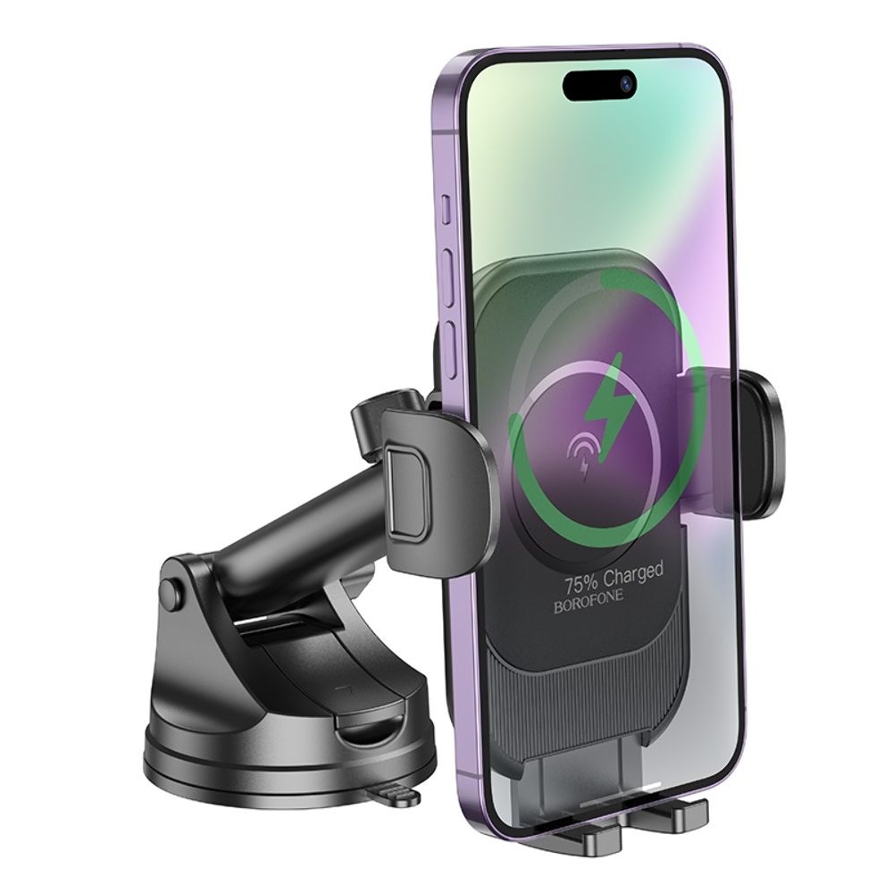 Автодержатель Borofone BH203, с функцией беспроводной зарядки, чорний