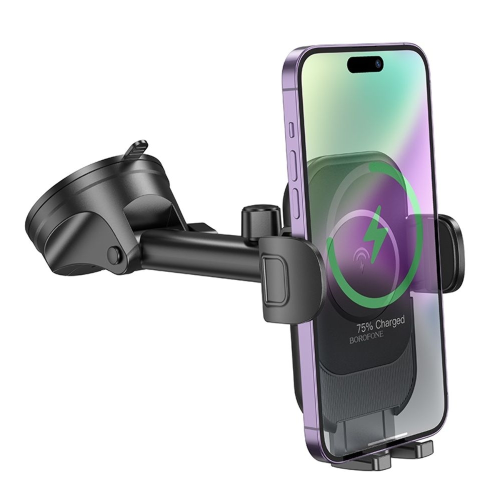 Автодержатель Borofone BH203, с функцией беспроводной зарядки, чорний