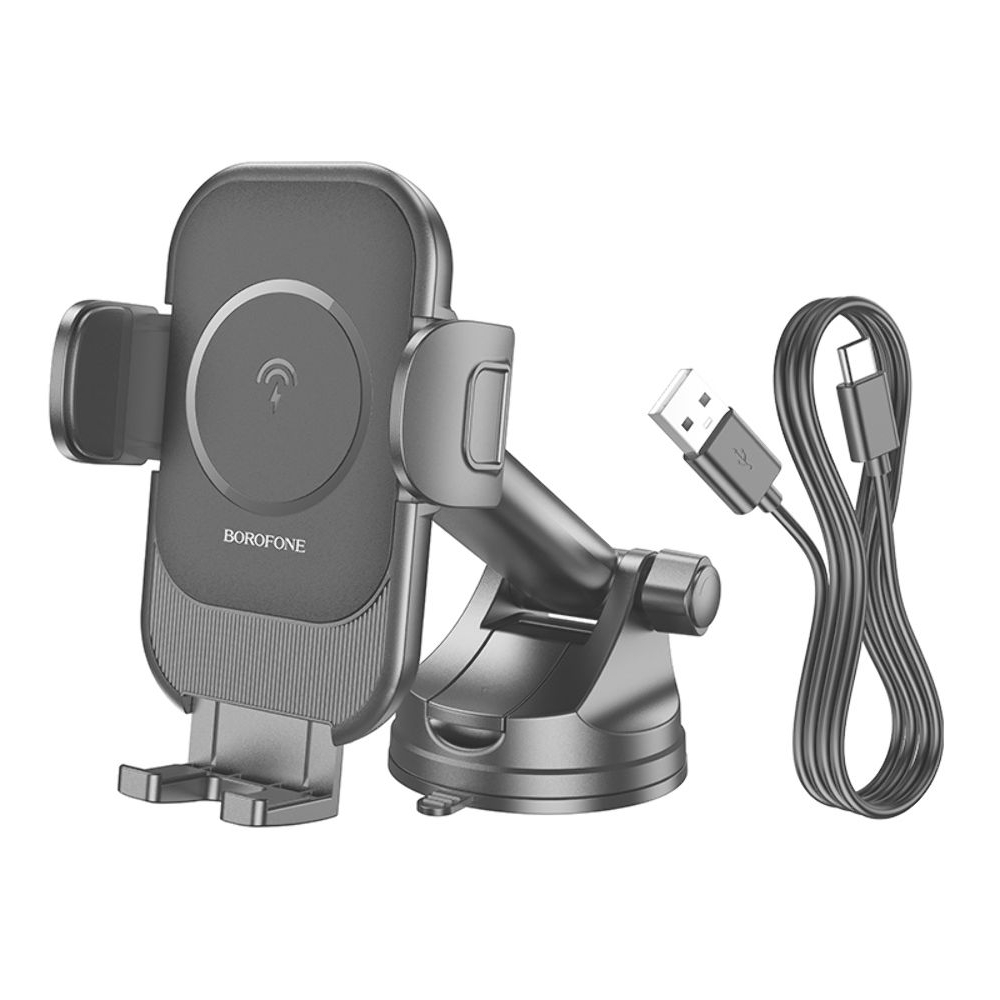 Автодержатель Borofone BH203, с функцией беспроводной зарядки, чорний