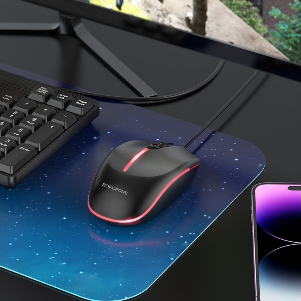 Игровая мышь Borofone BG10, с подсветкой, черная
