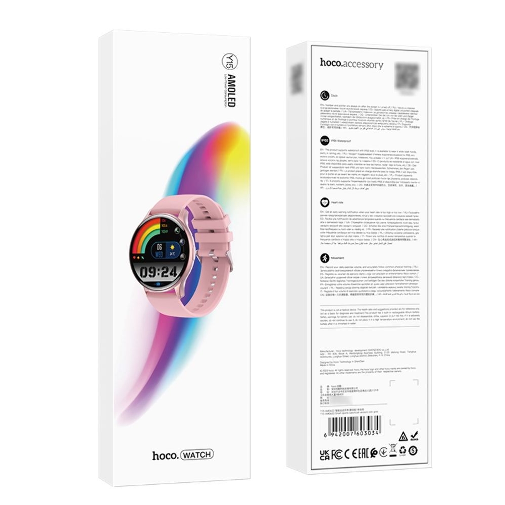 Смарт часы Hoco Y15 AMOLED, розовое золото