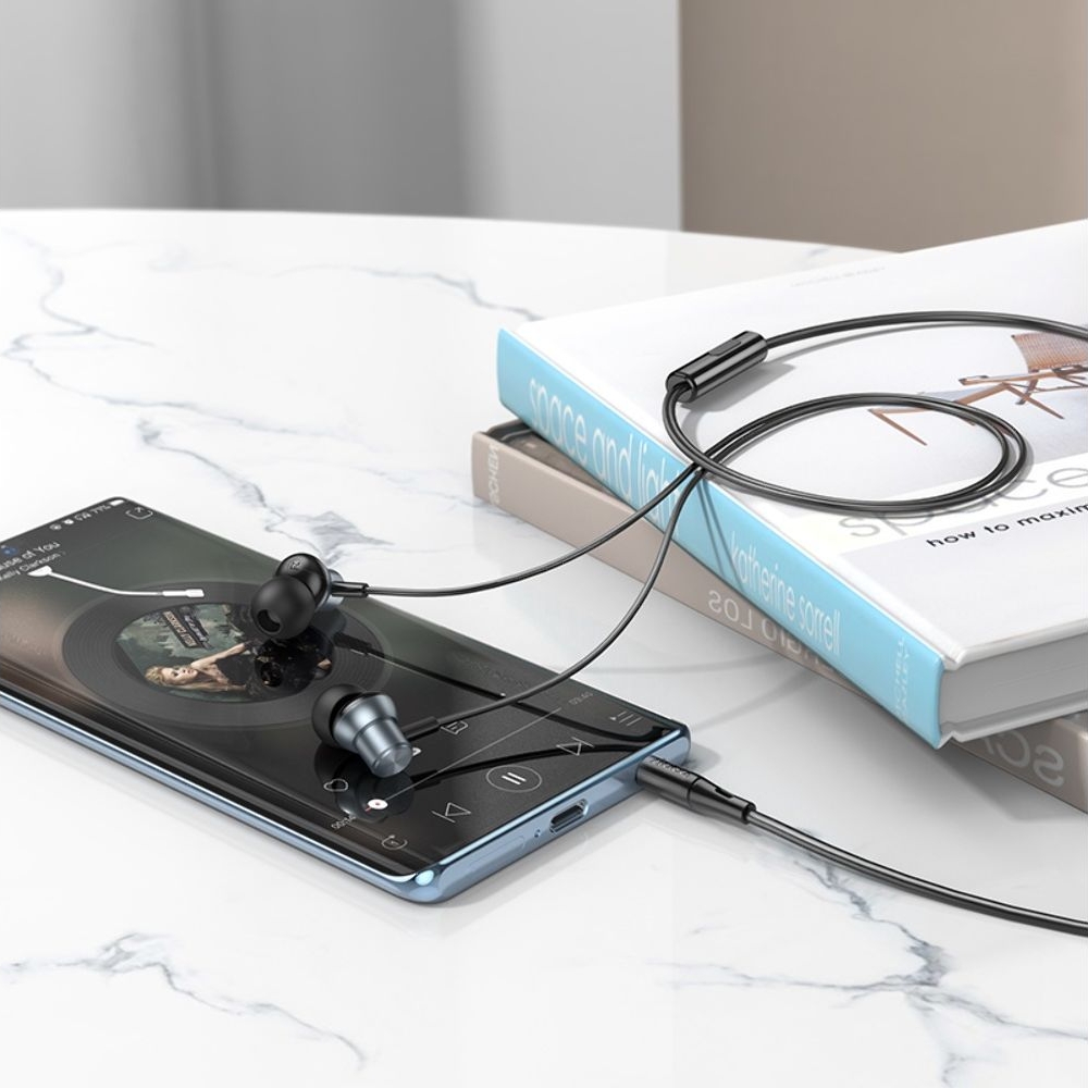 Наушники проводные вакуумные Hoco M110, с микрофоном, серые